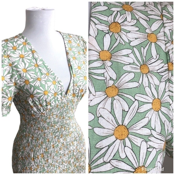 ZARA Smocked floral Mini Dress M cottagecore coquette - Picture 11 of 13